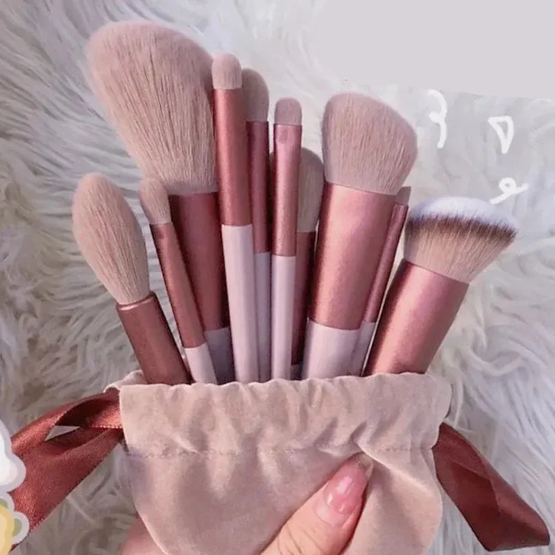 13-Piece Makeup Brushes Set - Eyeshadow, Foundation, Blush & Cosmetic Tools with Bag