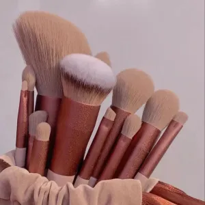 13-Piece Makeup Brushes Set - Eyeshadow, Foundation, Blush & Cosmetic Tools with Bag