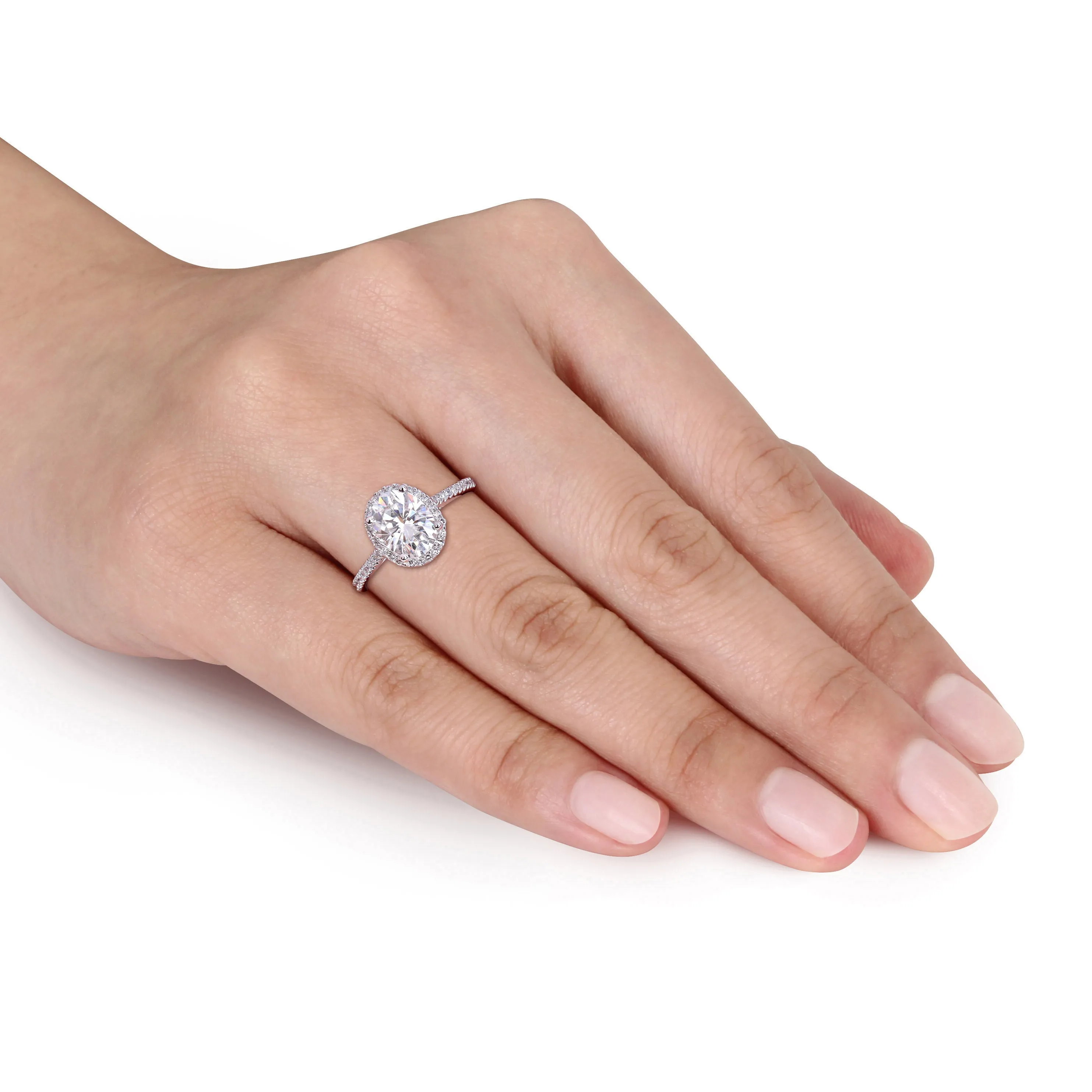 1/4 CT Diamond TW And 2 CT DEW Created Moissanite-White Fashion Ring 14k White Gold GH I1;I2