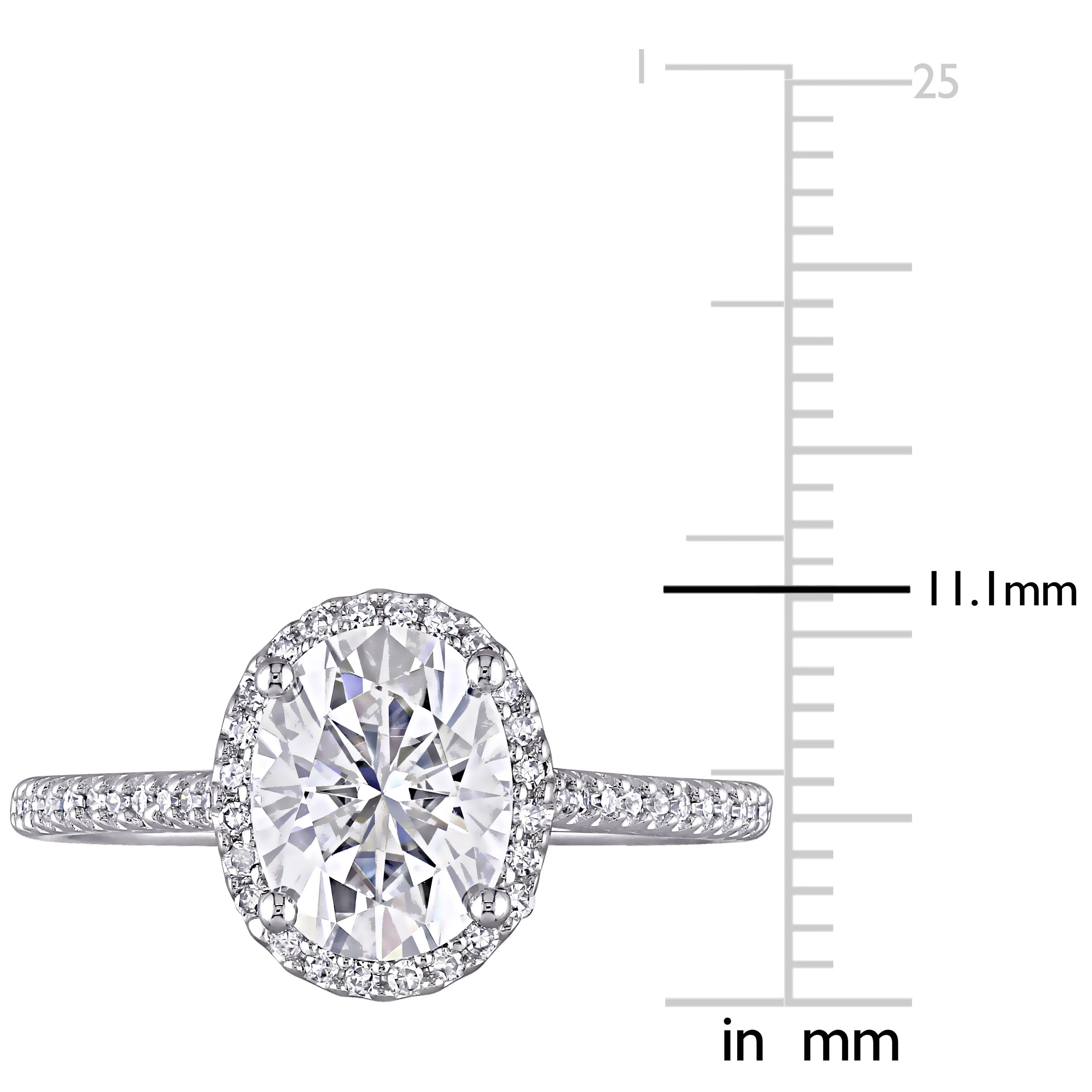 1/4 CT Diamond TW And 2 CT DEW Created Moissanite-White Fashion Ring 14k White Gold GH I1;I2