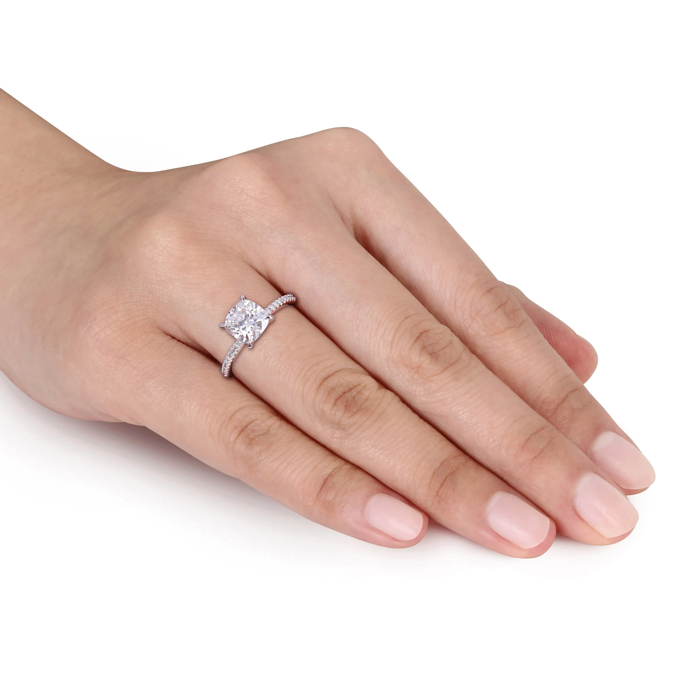 14K White Gold Moissanite and Diamond Set Engagement Ring