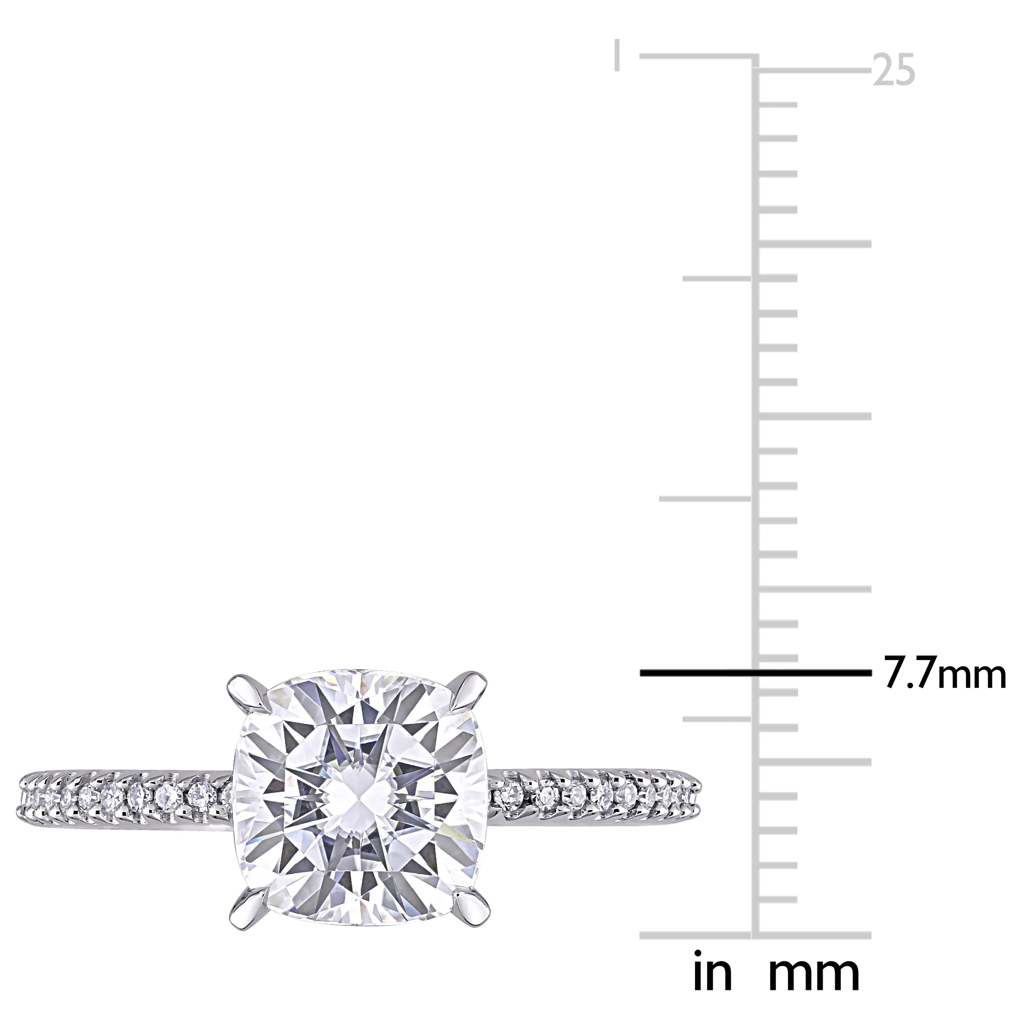 14K White Gold Moissanite and Diamond Set Engagement Ring