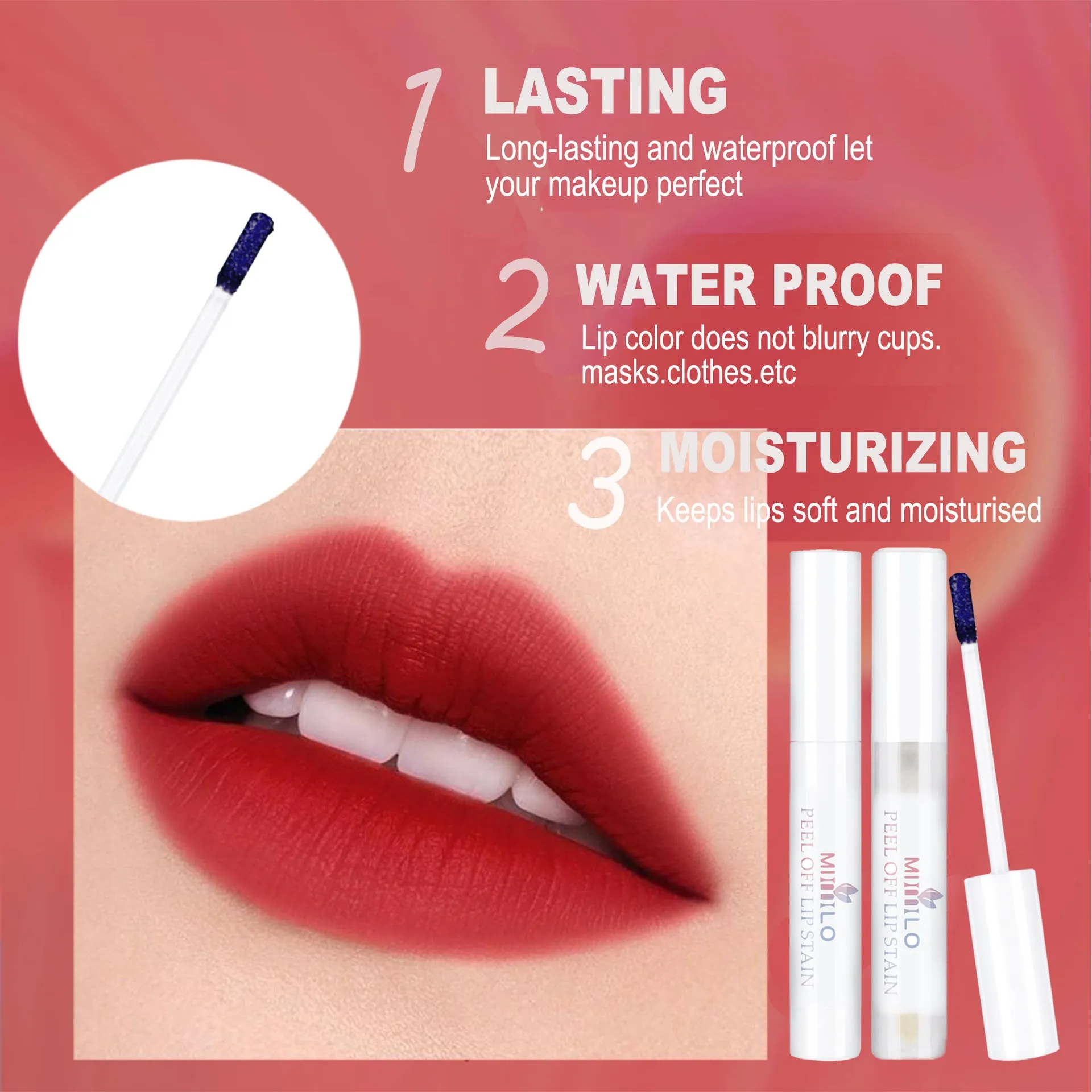 3 Colors peel off lipstick set
