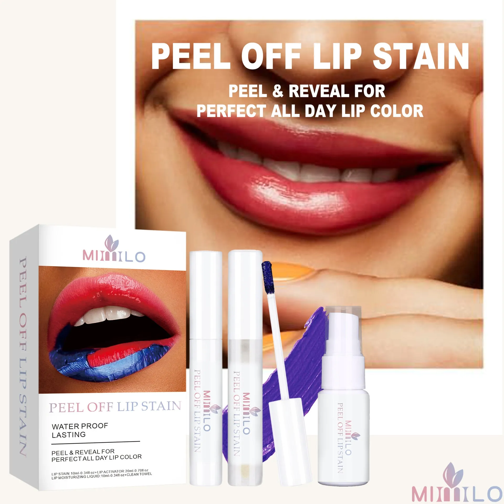 3 Colors peel off lipstick set