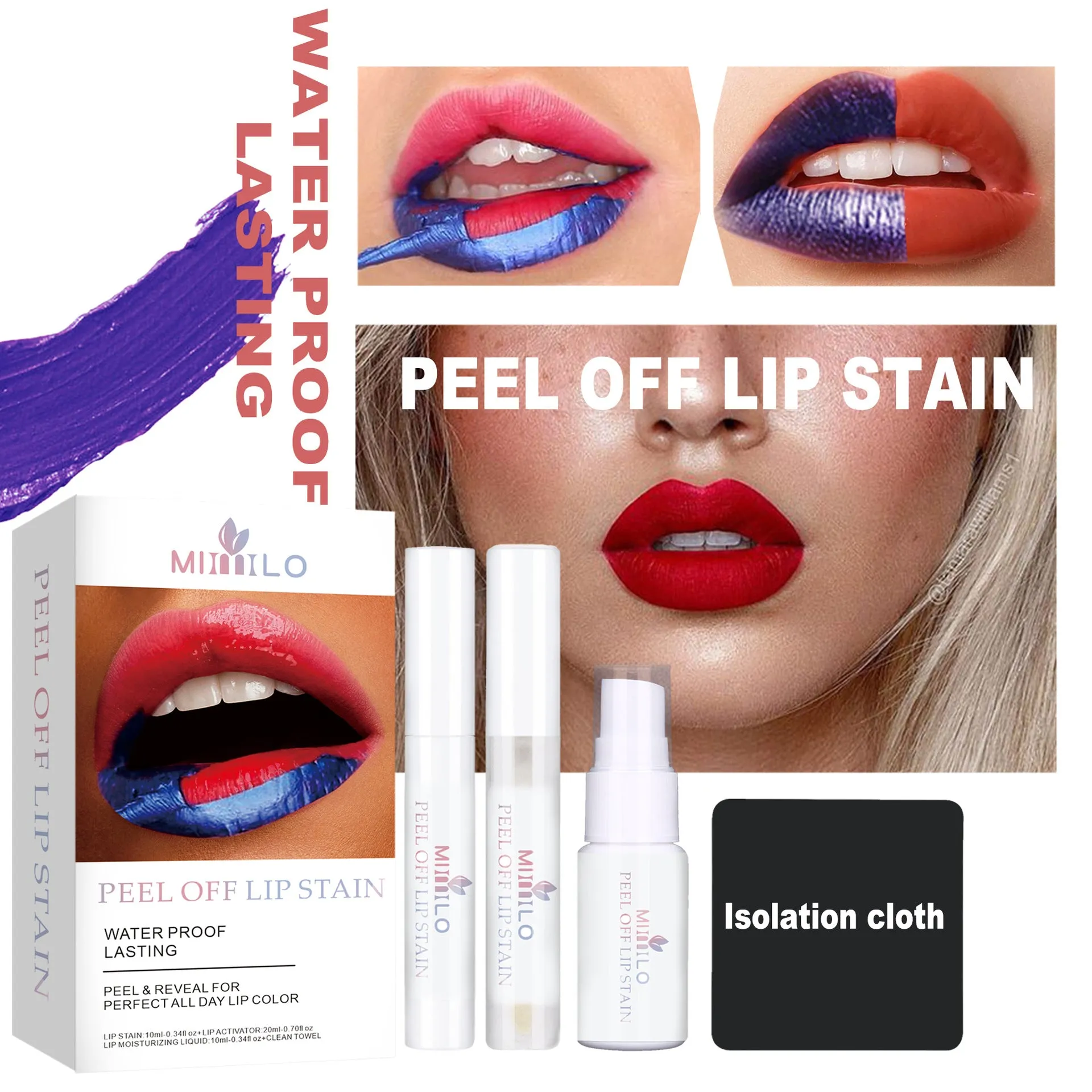 3 Colors peel off lipstick set