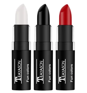 3 PCS Makeup Clown White Cream-Blendable Stick-Eye Black Sticks Face Body Paint Professional Halloween SFX Makeup,Safe Facepaint Nose&Lip Smacking for Sports Festival Make Up(White Black Red)