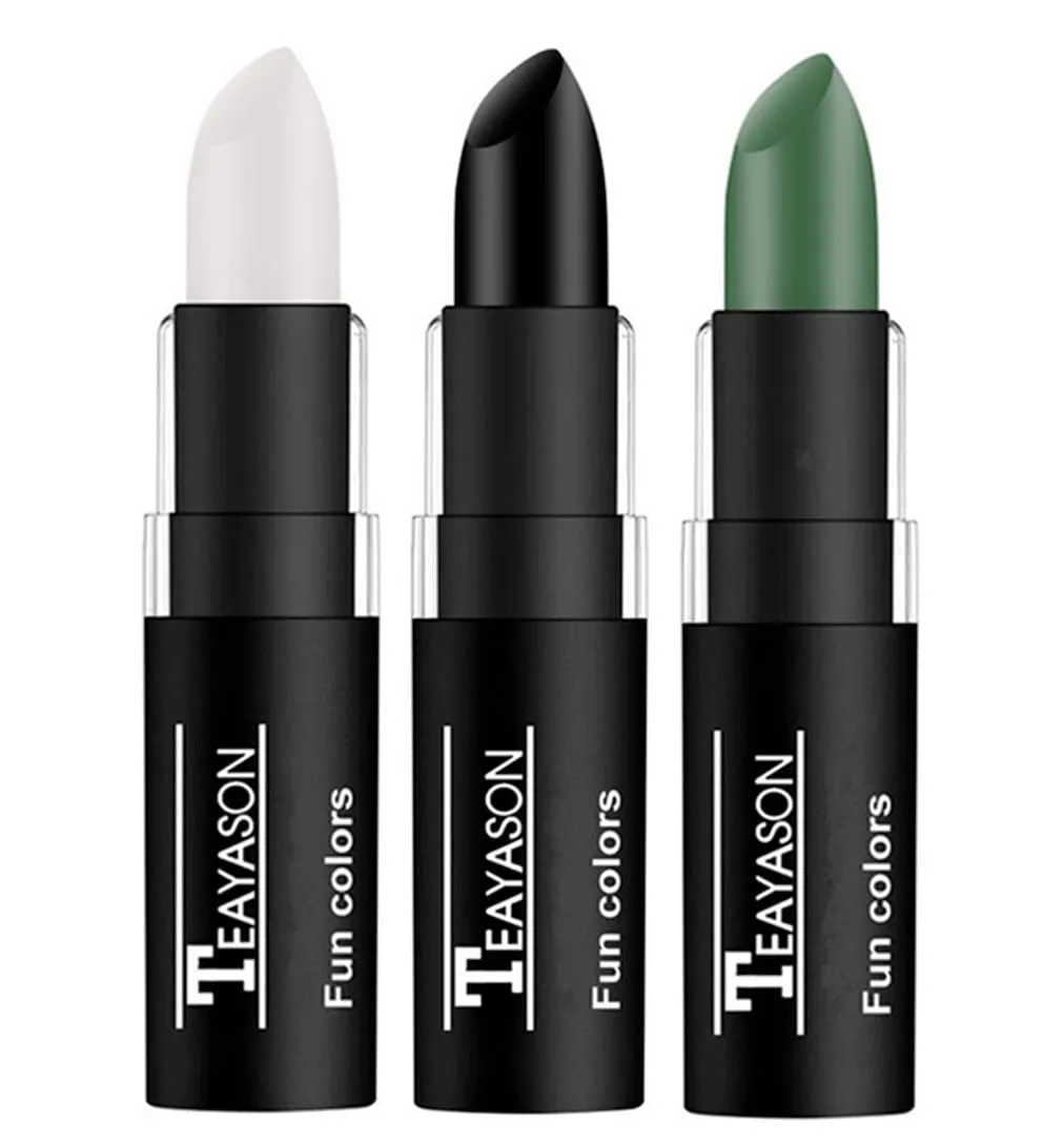 3 PCS Makeup Clown White Cream-Blendable Stick-Eye Black Sticks Face Body Paint Professional Halloween SFX Makeup,Safe Facepaint Nose&Lip Smacking for Sports Festival Make Up(White Black Red)