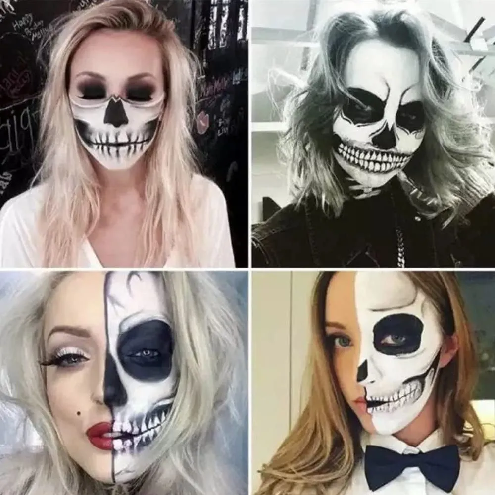 3 PCS Makeup Clown White Cream-Blendable Stick-Eye Black Sticks Face Body Paint Professional Halloween SFX Makeup,Safe Facepaint Nose&Lip Smacking for Sports Festival Make Up(White Black Red)