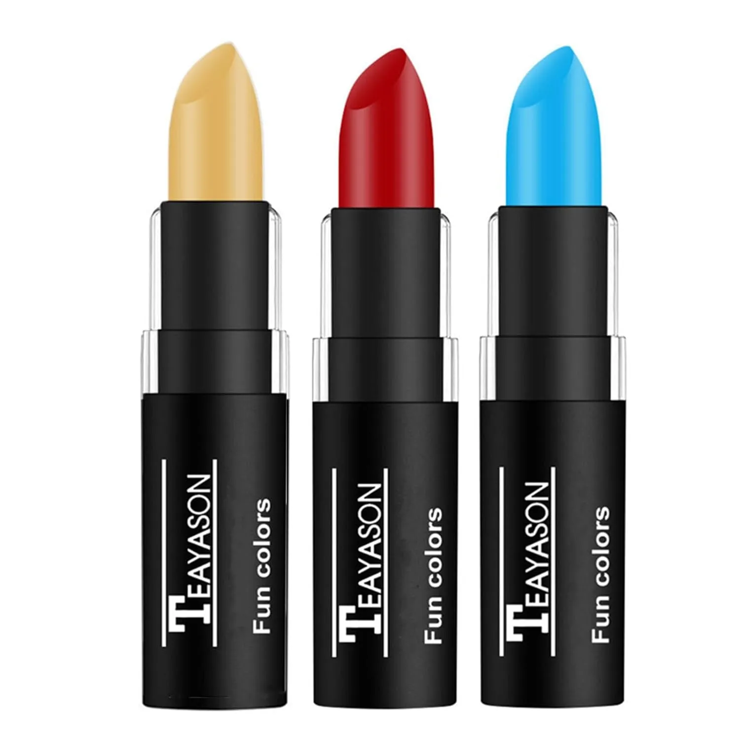 3 PCS Makeup Clown White Cream-Blendable Stick-Eye Black Sticks Face Body Paint Professional Halloween SFX Makeup,Safe Facepaint Nose&Lip Smacking for Sports Festival Make Up(White Black Red)