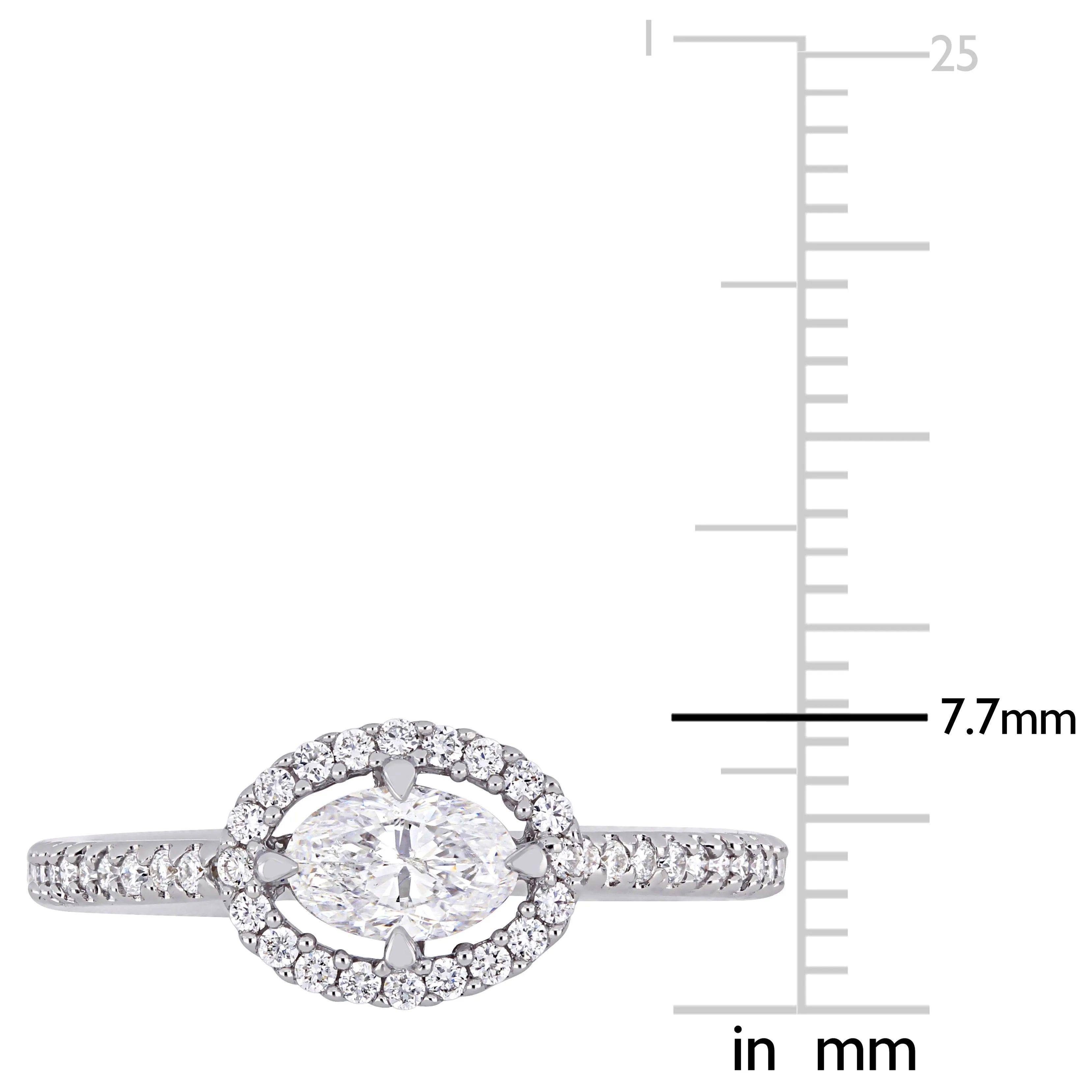 3/4 CT Oval and Round Diamonds TW Engagement Ring 14k White Gold GH I1