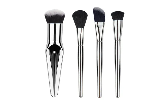 4-Piece Set: Silver Makeup Brushes