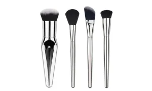 4-Piece Set: Silver Makeup Brushes