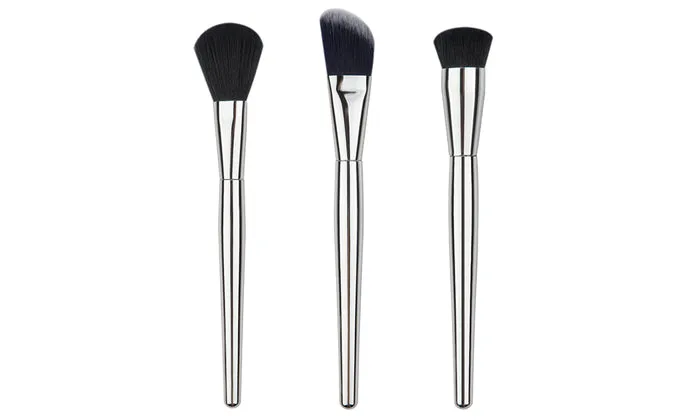 4-Piece Set: Silver Makeup Brushes