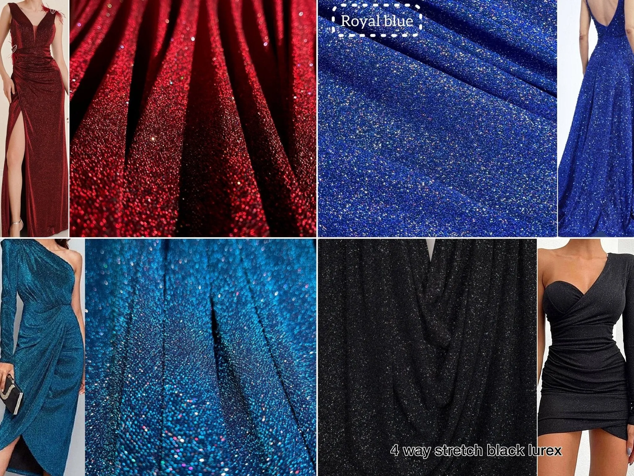4 Way Stretch Multi Colored Glitter Spandex