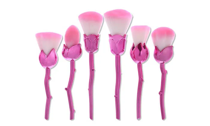 6-Piece Set: Floral  Makeup Brush Set Premium Synthetic Powder Foundation Contour Blush Brushes