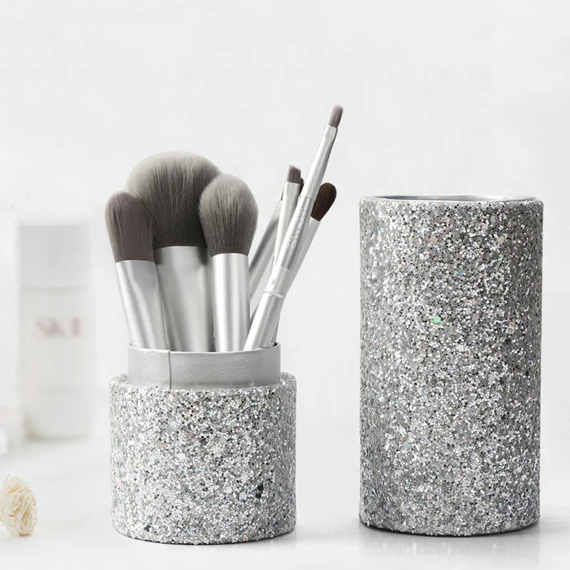 7 Makeup Brushes Set With Diamond Brush Bucket Foundation Blush Beauty Tool