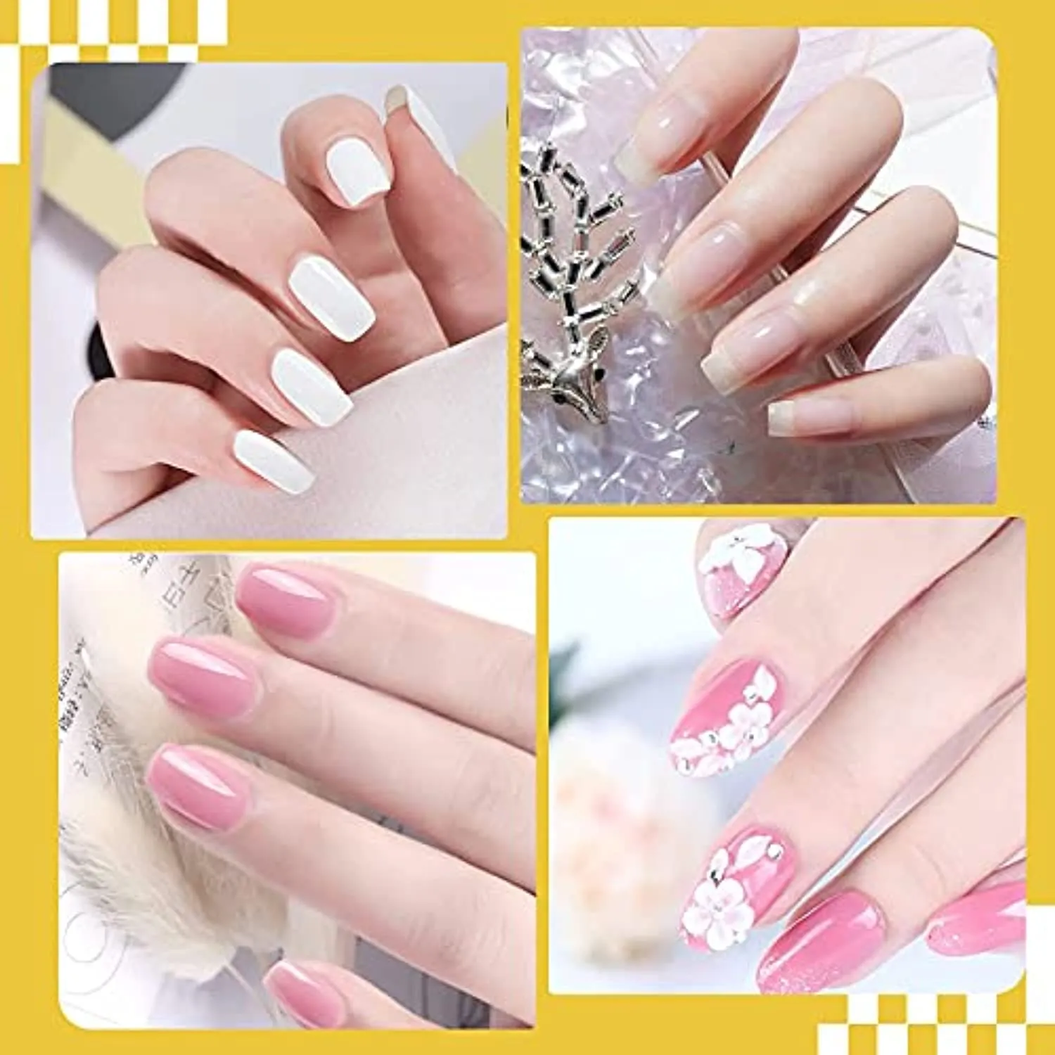 Acrylic Powder and Liquid Set, Eleanore's Diary Nail Powder Extension Set with Liquid Monomer Base Coat Top Coat Acrylic Nail Brush Nail Forms Nail File, 3 Colors Nail Powder Kit, Gift for Women