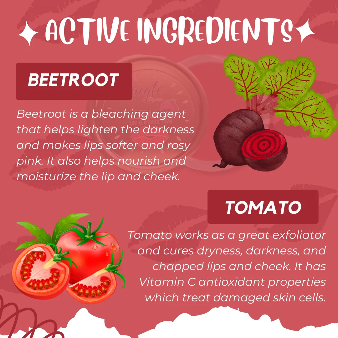 Aegte Organics Beetroot Lip and Cheek Tint Edible Balm Lighten Dark lips Nourish & Hydrate Dry Chapped Lips Lab Certified