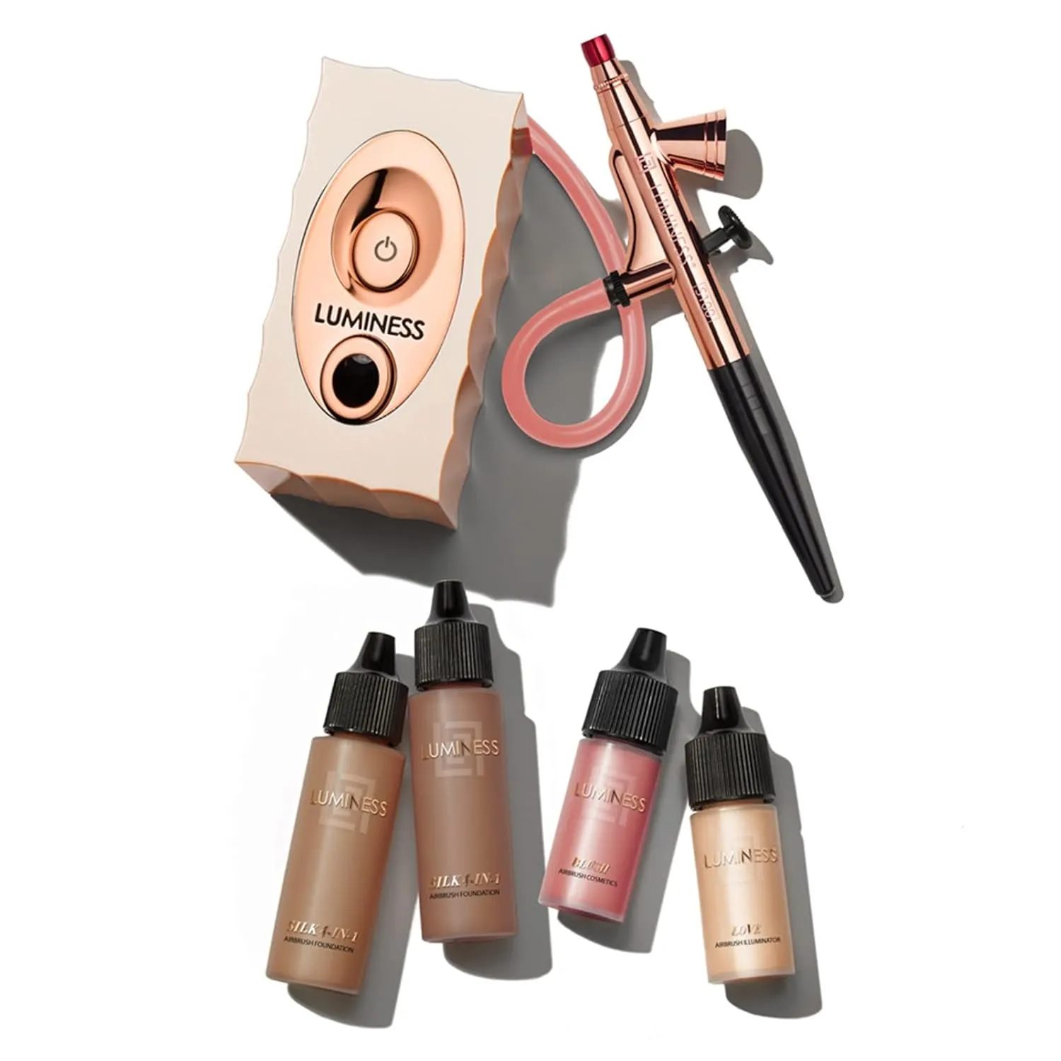 Air Icon Pro Airbrush System with 4-Piece Foundation Starter Kit, Medium Coverage - Quick, Easy & Long Lasting Application - Includes Silk 4-In-1 Foundation, Highlighter and Blush