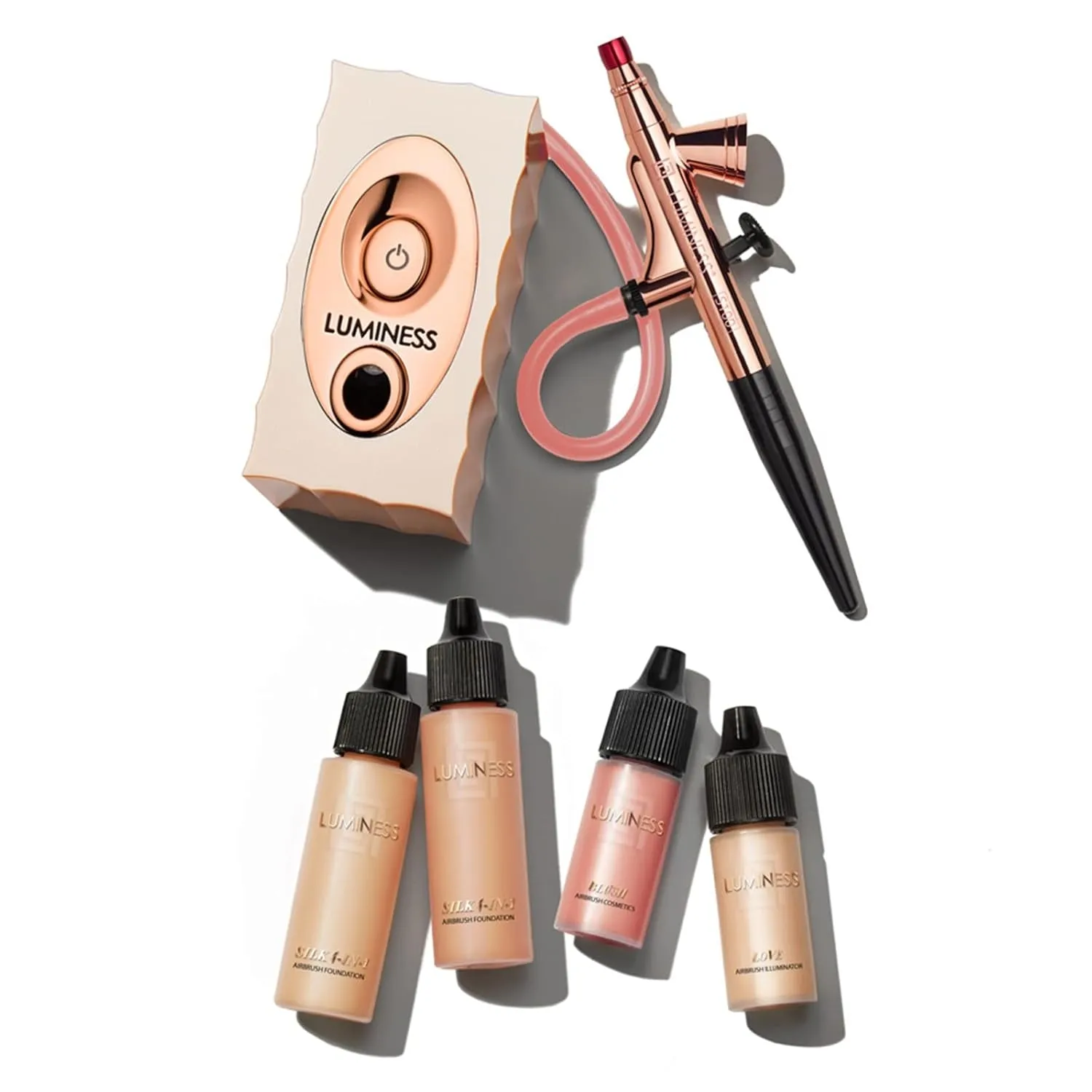Air Icon Pro Airbrush System with 4-Piece Foundation Starter Kit, Medium Coverage - Quick, Easy & Long Lasting Application - Includes Silk 4-In-1 Foundation, Highlighter and Blush
