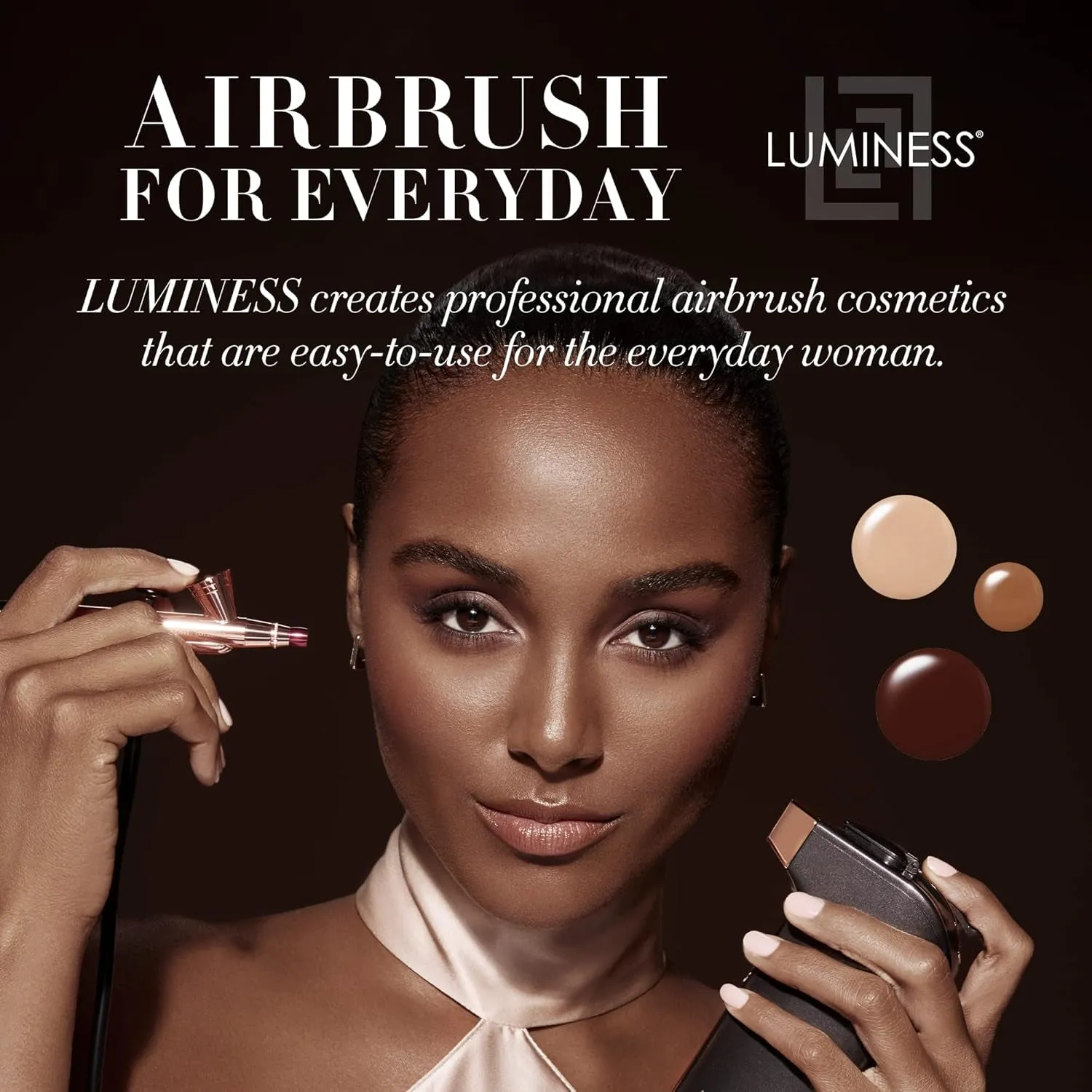 Air Icon Pro Airbrush System with 4-Piece Foundation Starter Kit, Medium Coverage - Quick, Easy & Long Lasting Application - Includes Silk 4-In-1 Foundation, Highlighter and Blush