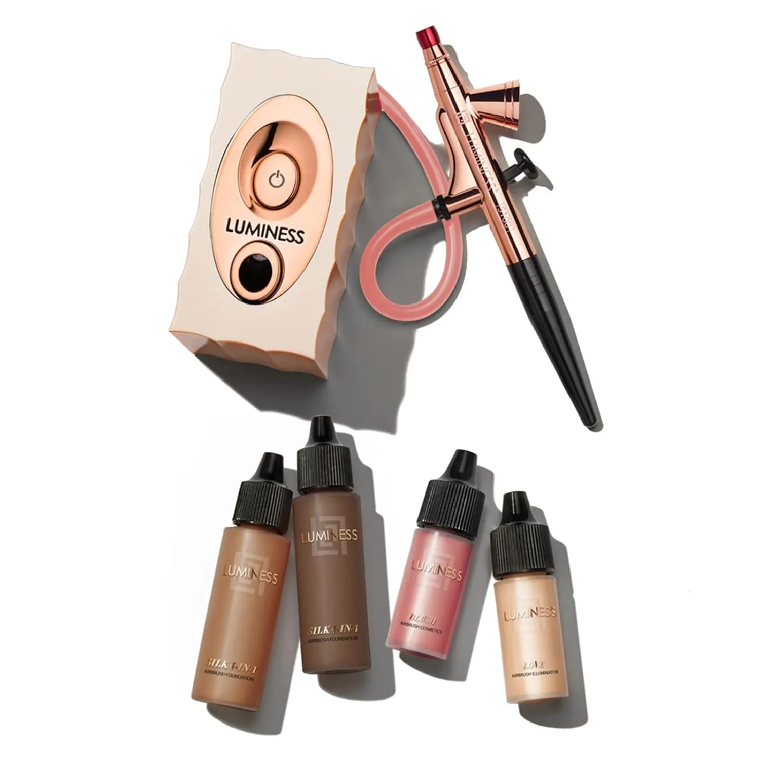 Air Icon Pro Airbrush System with 4-Piece Foundation Starter Kit, Medium Coverage - Quick, Easy & Long Lasting Application - Includes Silk 4-In-1 Foundation, Highlighter and Blush