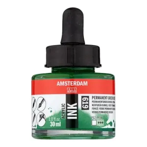 Amsterdam Acrylic Inks 30ml - Permanent Green Deep
