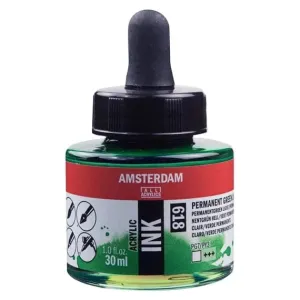 Amsterdam Acrylic Inks 30ml - Permanent Green Light