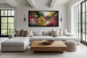 Antique Flower Garden Colorful Framed Canvas Wall Art