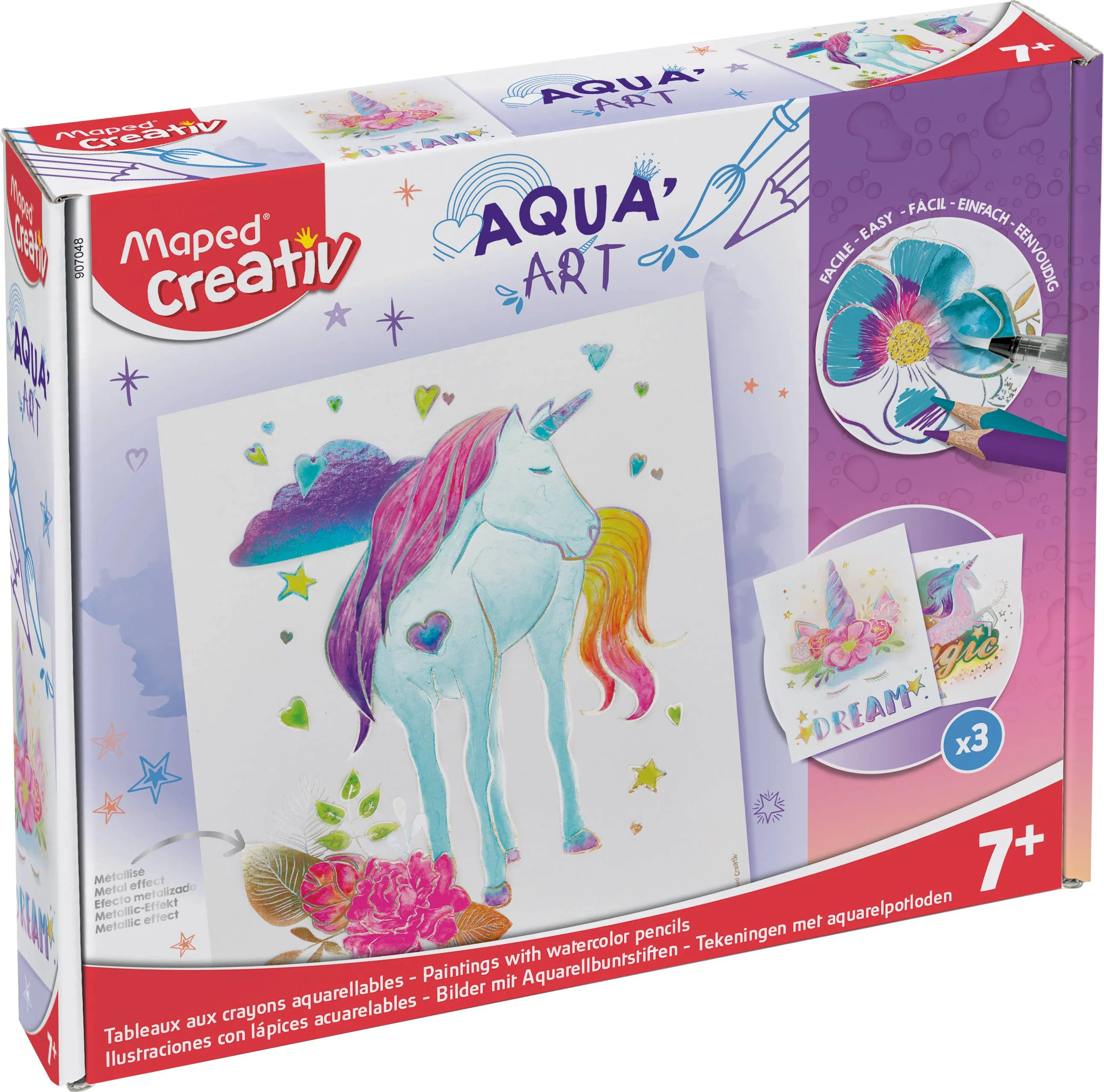 Aqua'Art Unicorn Metallized Watercolor Drawings 14 Piece Kit
