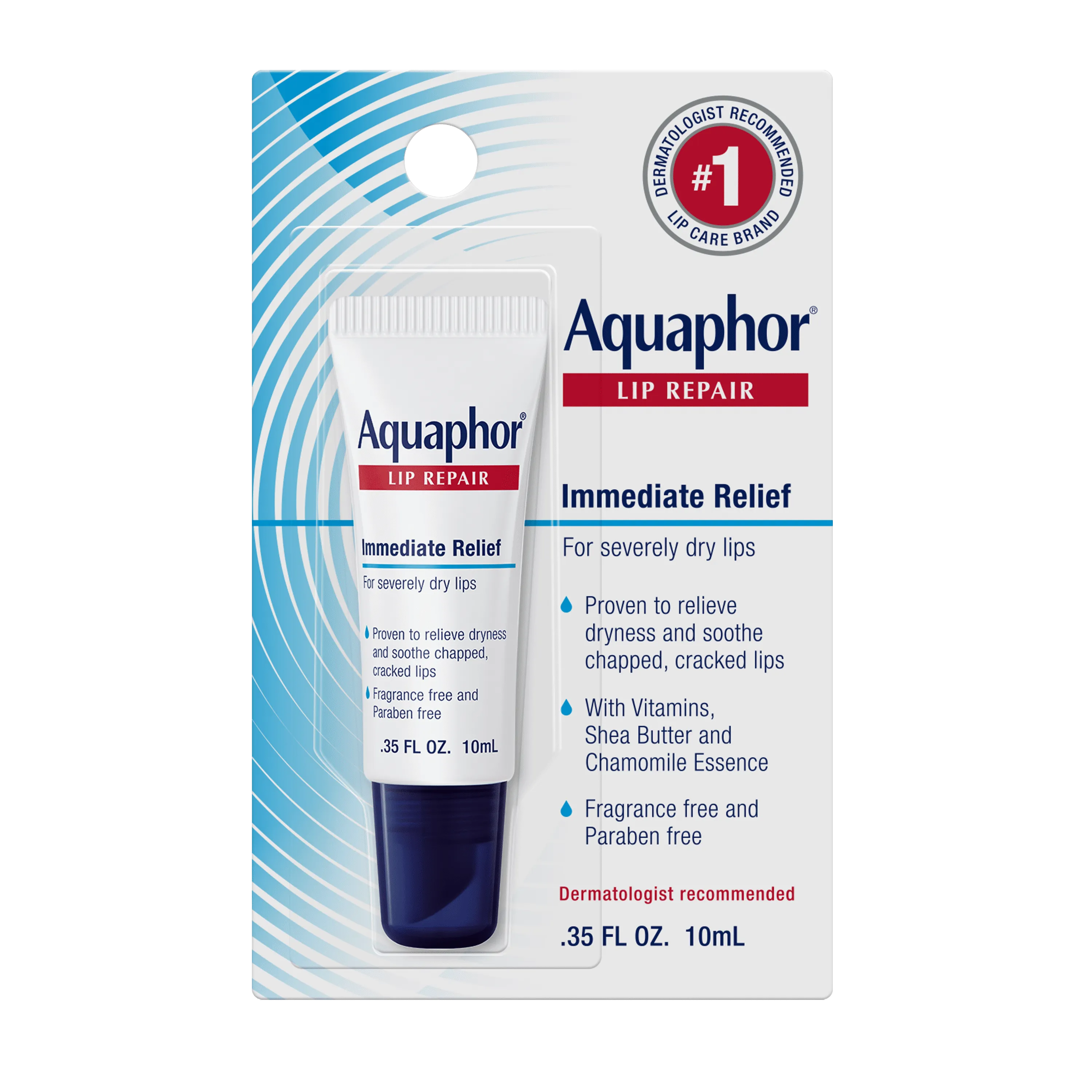 Aquaphor Lip Repair Ointment - Long-lasting Moisture to Soothe Dry Chapped Lips