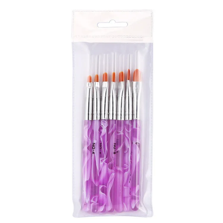 Artificial Nails Broad Brush Comprising A Row Of Penshaped Brushes Phototherapy Nail Brush 7 Pack