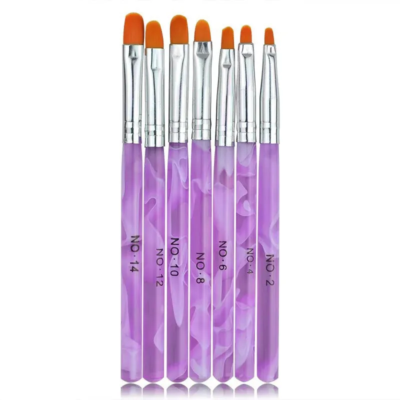 Artificial Nails Broad Brush Comprising A Row Of Penshaped Brushes Phototherapy Nail Brush 7 Pack