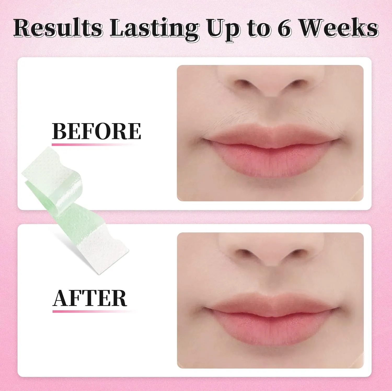 Beauty7 Lip Wax Strips Lip Hair Removal Wax Strips for Sensitive All Skin Types Women 20 pcs with Pearl Powder Essential Oil