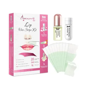 Beauty7 Lip Wax Strips Lip Hair Removal Wax Strips for Sensitive All Skin Types Women 20 pcs with Pearl Powder Essential Oil