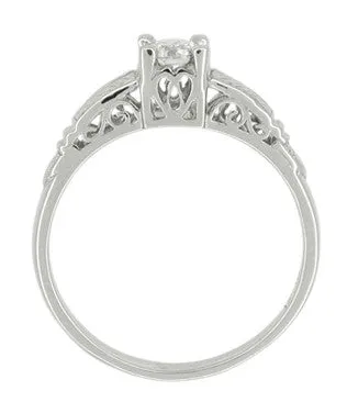 Beresford Art Deco Filigree Solitaire Engraved Diamond Engagement Ring in Platinum