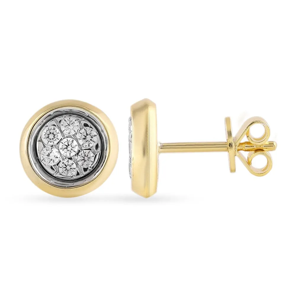 Bezel Set Stud Earrings with 0.10ct of Diamonds in 9ct Yellow Gold
