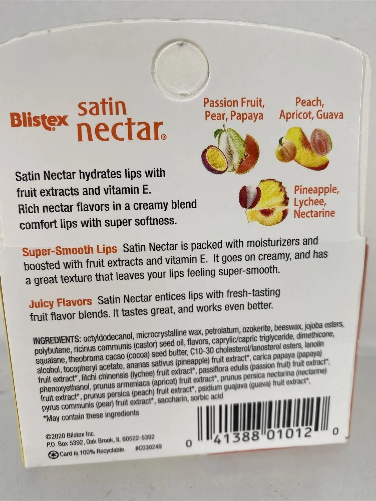 Blistex Lip Moisturizer Satin Nectar Variety Passion  Peach Pineapple￼ 0.15 Oz.