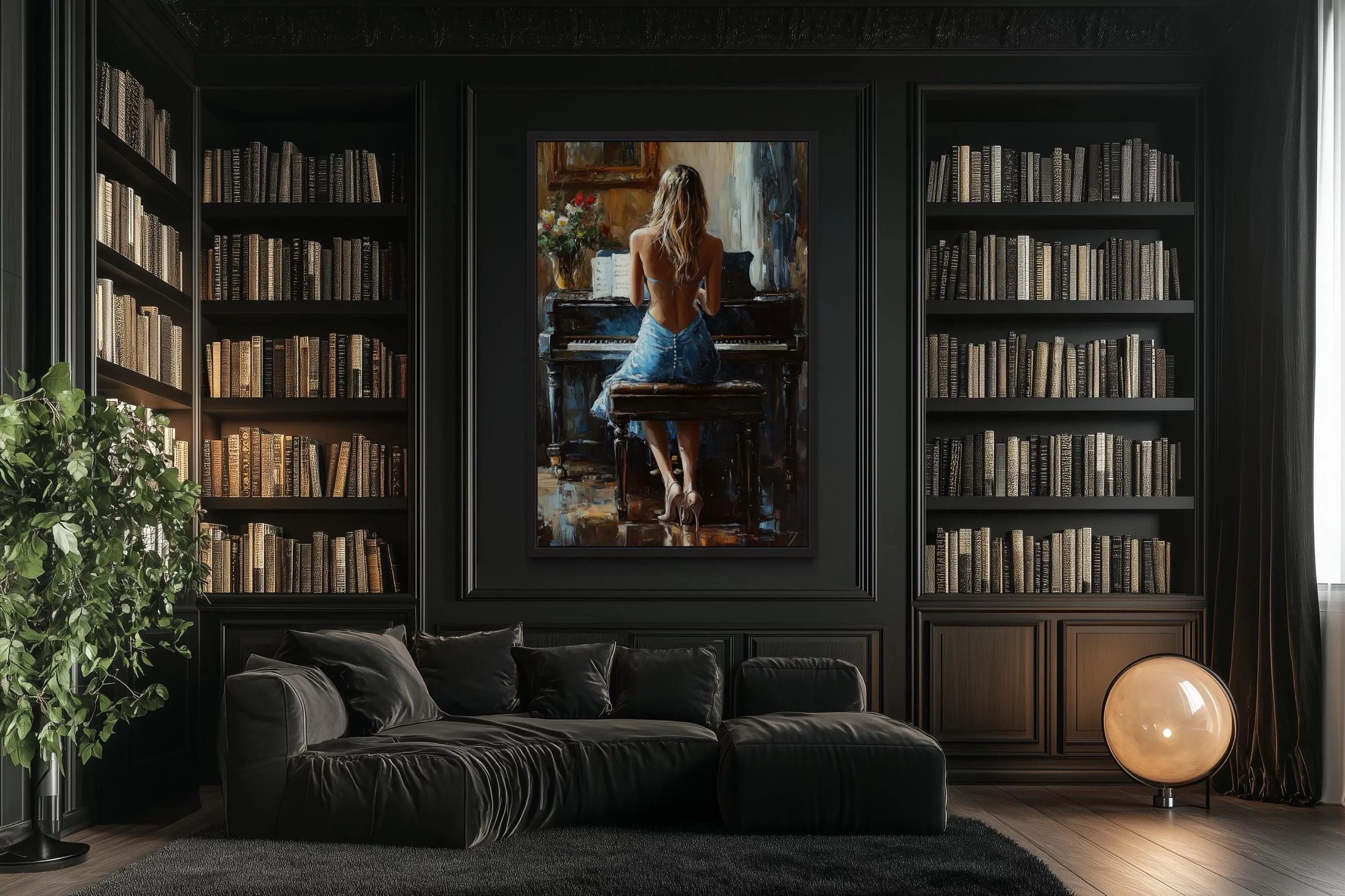 Blonde Woman Playing Piano Wall Art
