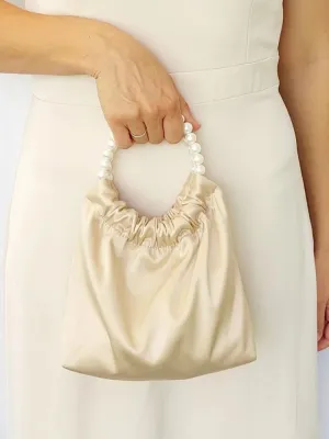 Bridesmaid Handbag Satin Evening Clutch Elegant Wedding Accessory Bridal Shower Pearl Bag Chic Handbag