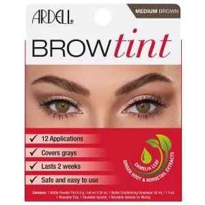 Brow Tint Medium Brown, Longer-Lasting, Semi-Permanent Brow Dye, with Natural Extracts, Complete Brow Tinting Kit, 1 Pack