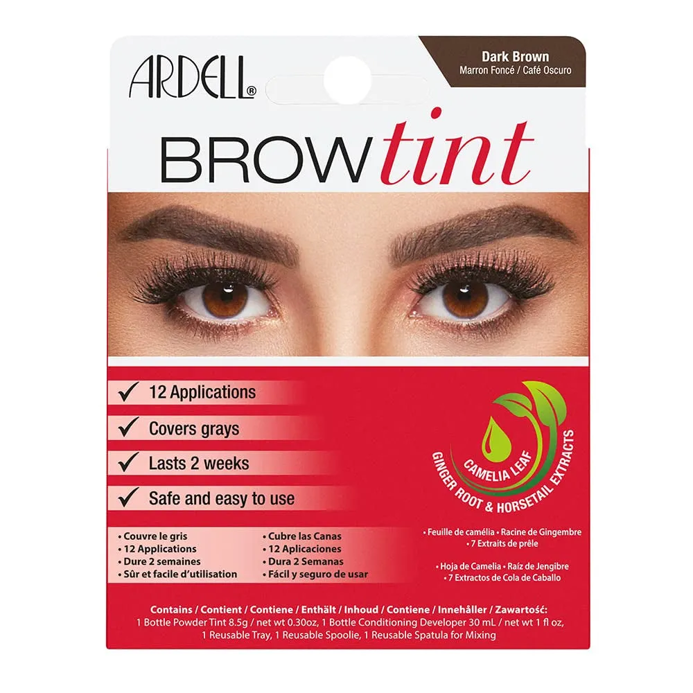 Brow Tint Medium Brown, Longer-Lasting, Semi-Permanent Brow Dye, with Natural Extracts, Complete Brow Tinting Kit, 1 Pack