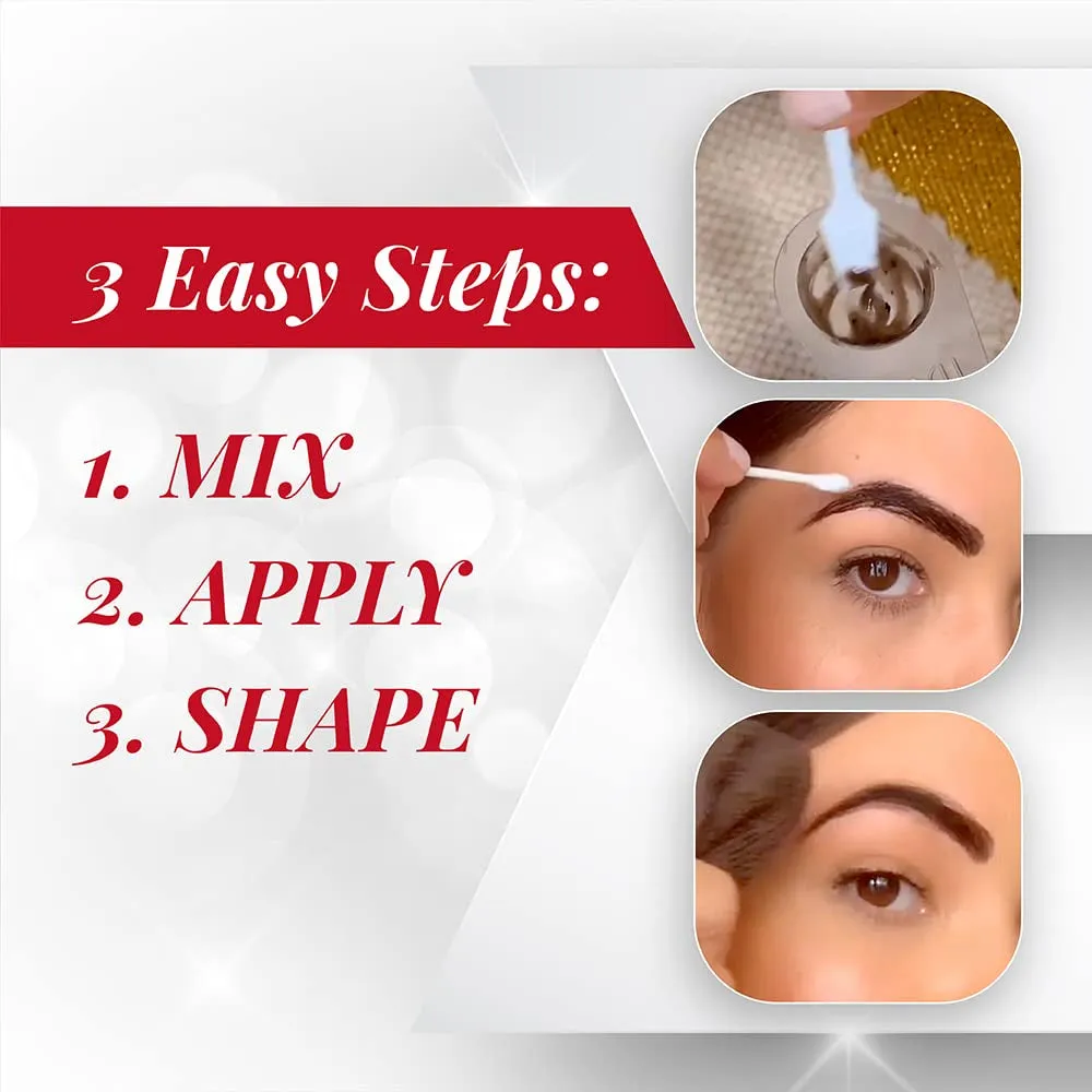 Brow Tint Medium Brown, Longer-Lasting, Semi-Permanent Brow Dye, with Natural Extracts, Complete Brow Tinting Kit, 1 Pack