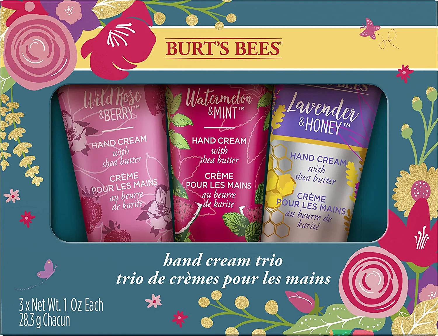 Burt's Bees Gift Set, 5 Essential Prodcuts, Deep Cleansing Cream, Hand Salve, Body Lotion, Foot Cream & Lip Balm, Travel Size