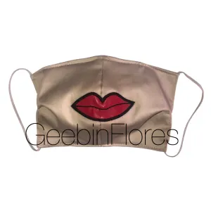 Champagne/Red Lip Face Mask