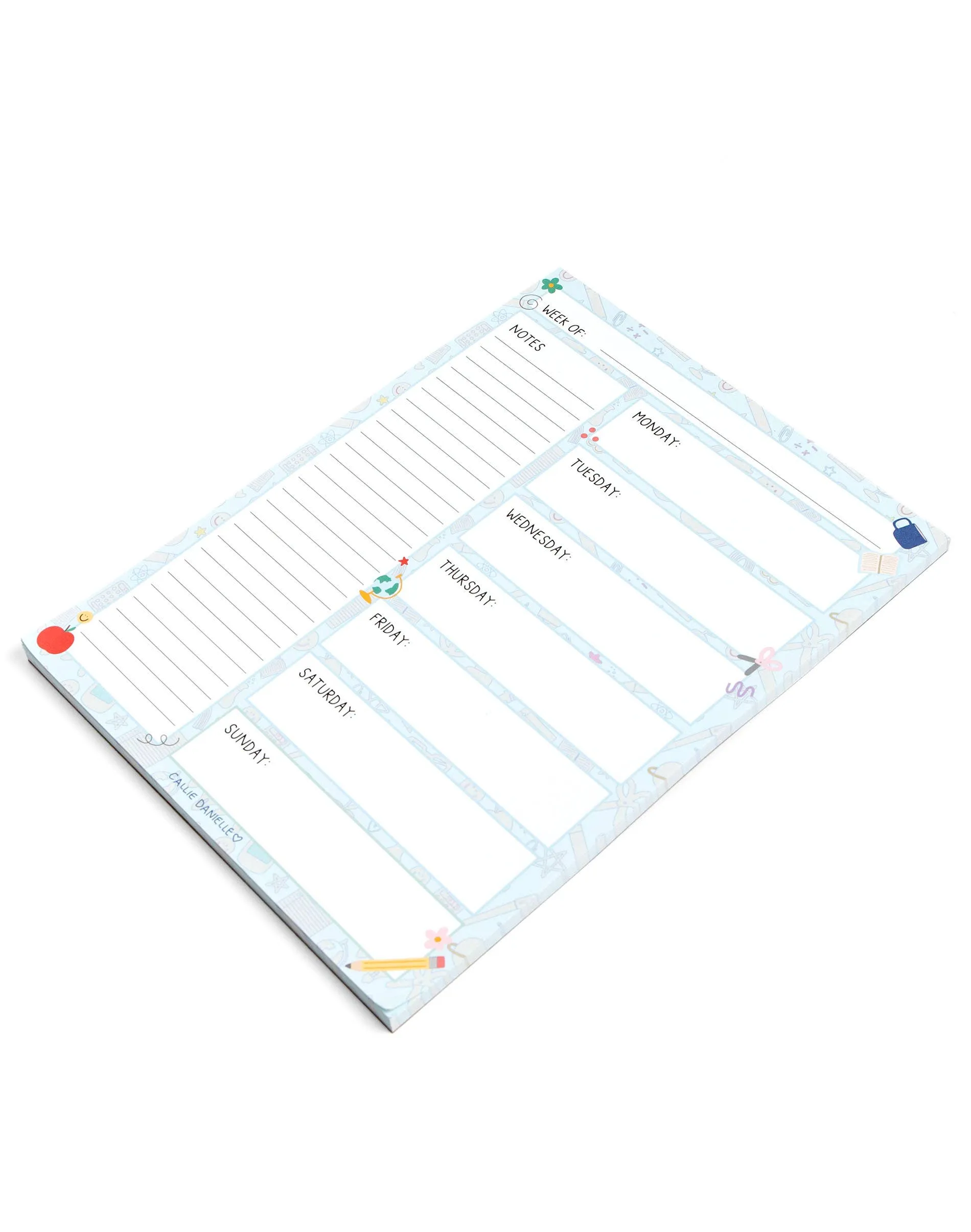 Classroom Icons Weekly Calendar Notepad