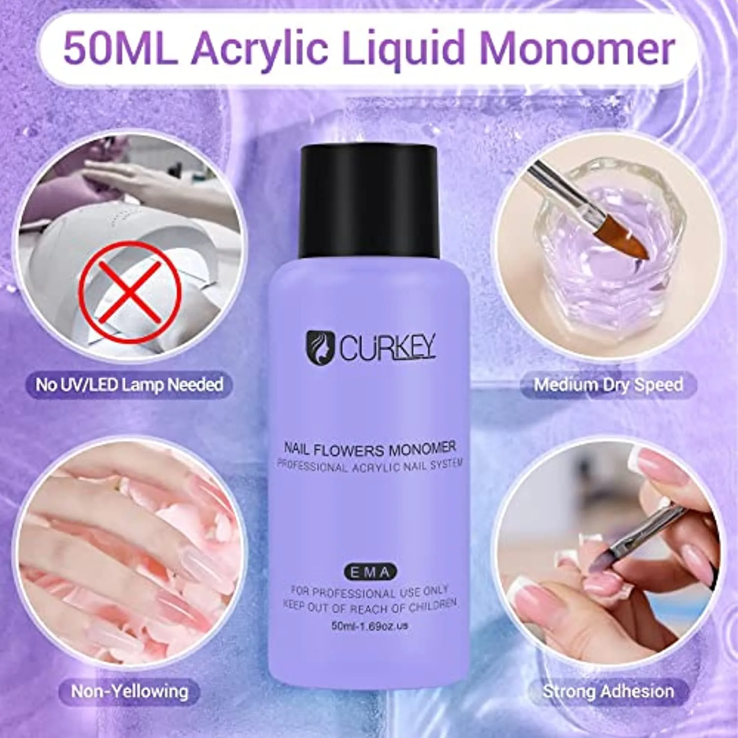CURKEY Acrylic Nail kit - Acrylic Powder and Liquid Set Monomer Primer Top Coat Acrylic Nail Supplies Brush Forms - Nails Kit Acrylic Set with 3 Colors Nail Powder for Art Nails Extension Beginner