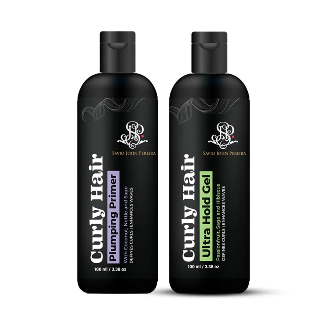 Curly Hair Enhancing Combo |Plumping Primer and Ultra Hold Hair Gel | Curly hair products | Hair care for curly hair | Vitamin B | Vitamin E | Dragon fruit | Created by Savio John Pereira