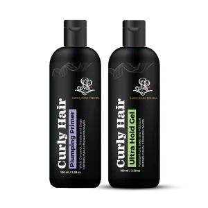 Curly Hair Plumping Primer and Hair Gel Ultra Combo | Frizzy and Curly Hair Products | Hair care for curly hair | Magic hair care for curls | Created by Savio John Pereira (pack of 2)
