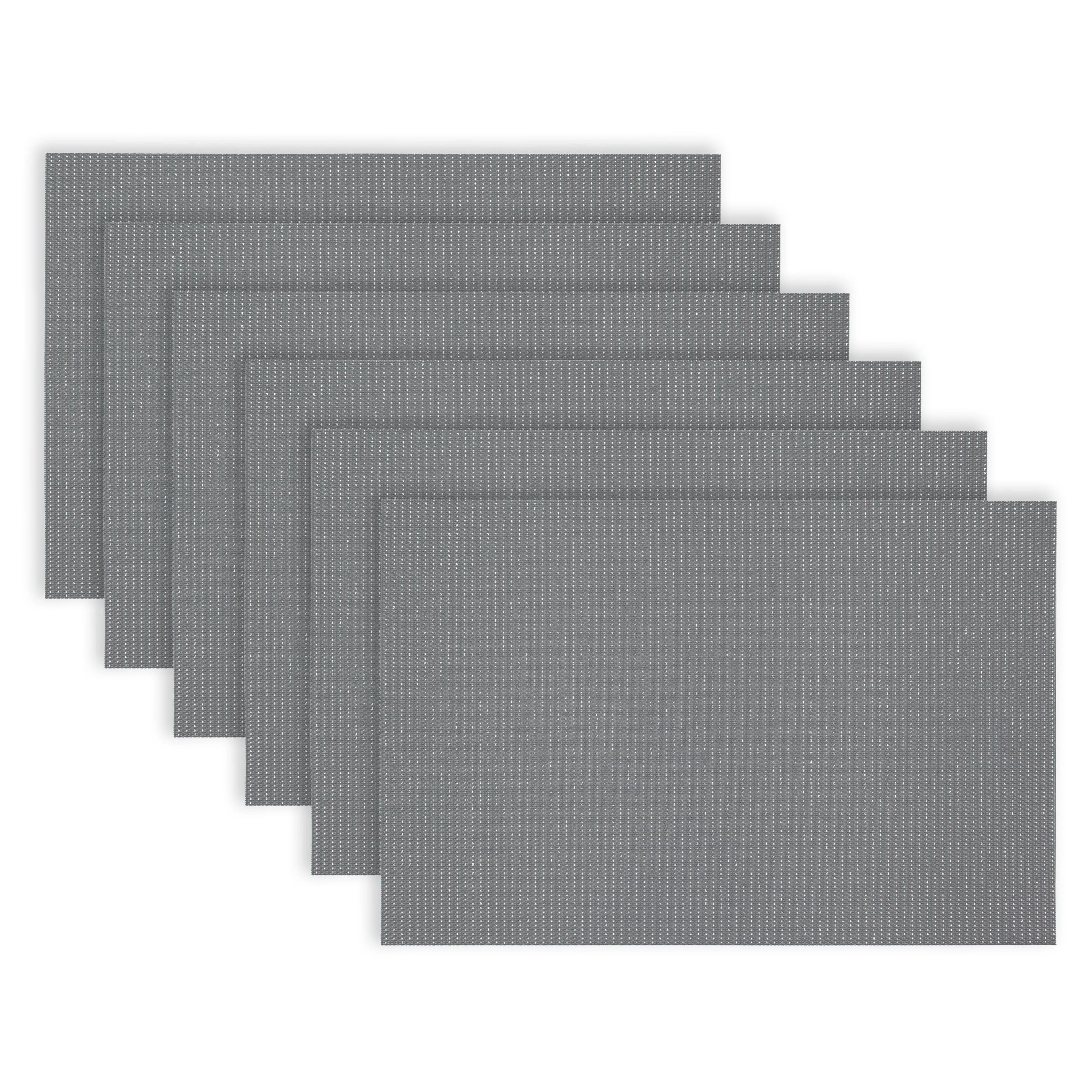 Dainty Home Natural Shimmer Woven Lurex Textilene Crossweave With Embedded Lurex Reversible 13" x 19" Rectangular Placemats